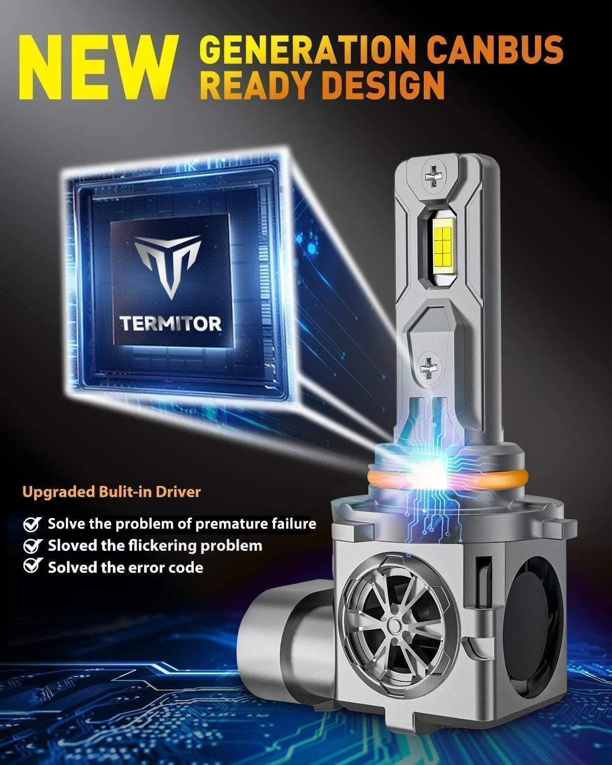 Termitor 9005 9006 LED Bulbs, 100000LM Hi/Lo Beam 85000Hrs Life 2-Pack - Image 7