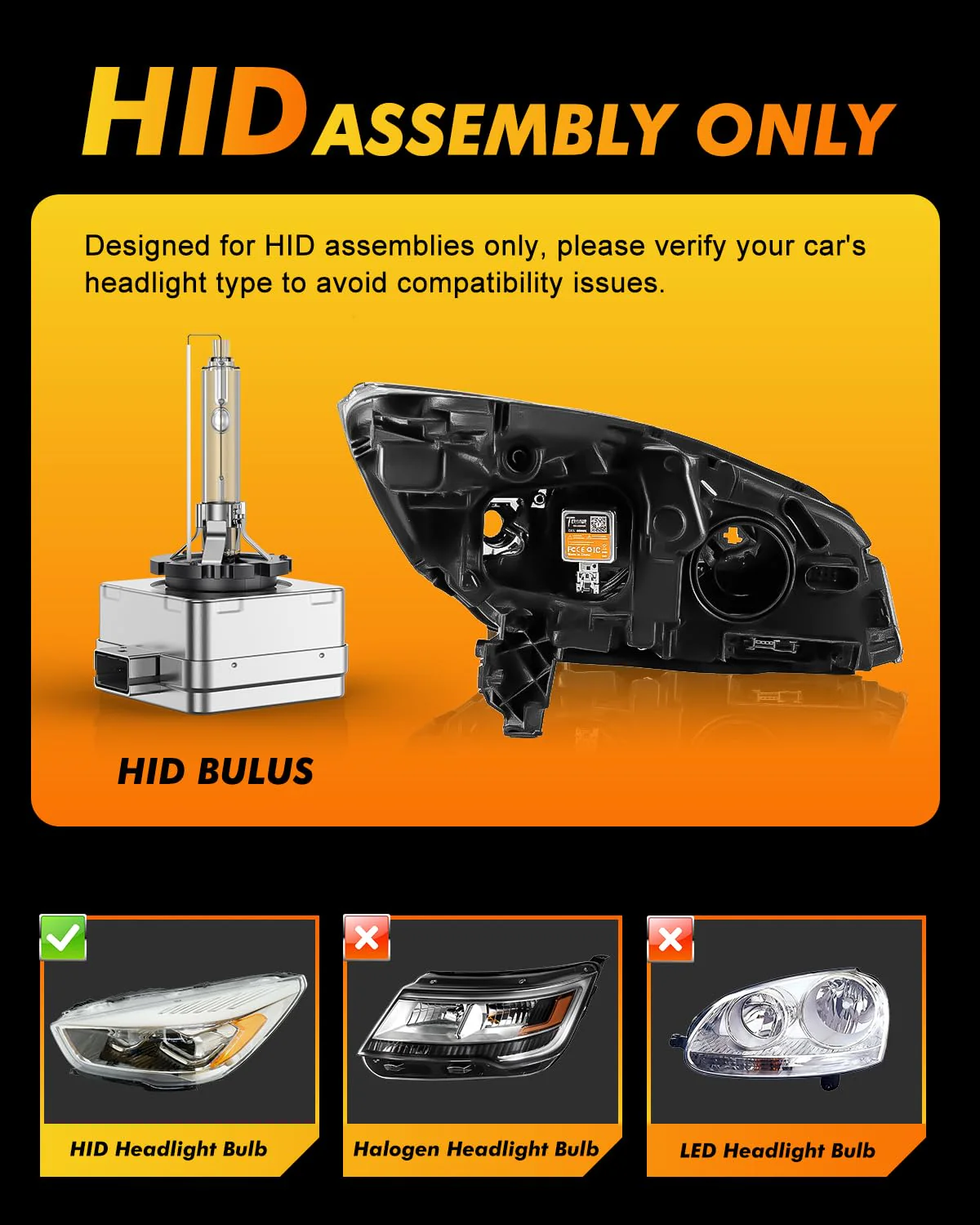 Termitor D1S Headlight Bulb 6000K Xenon HID – 400% Brighter, 35W High/Low Beam (2-Pack) - Image 3