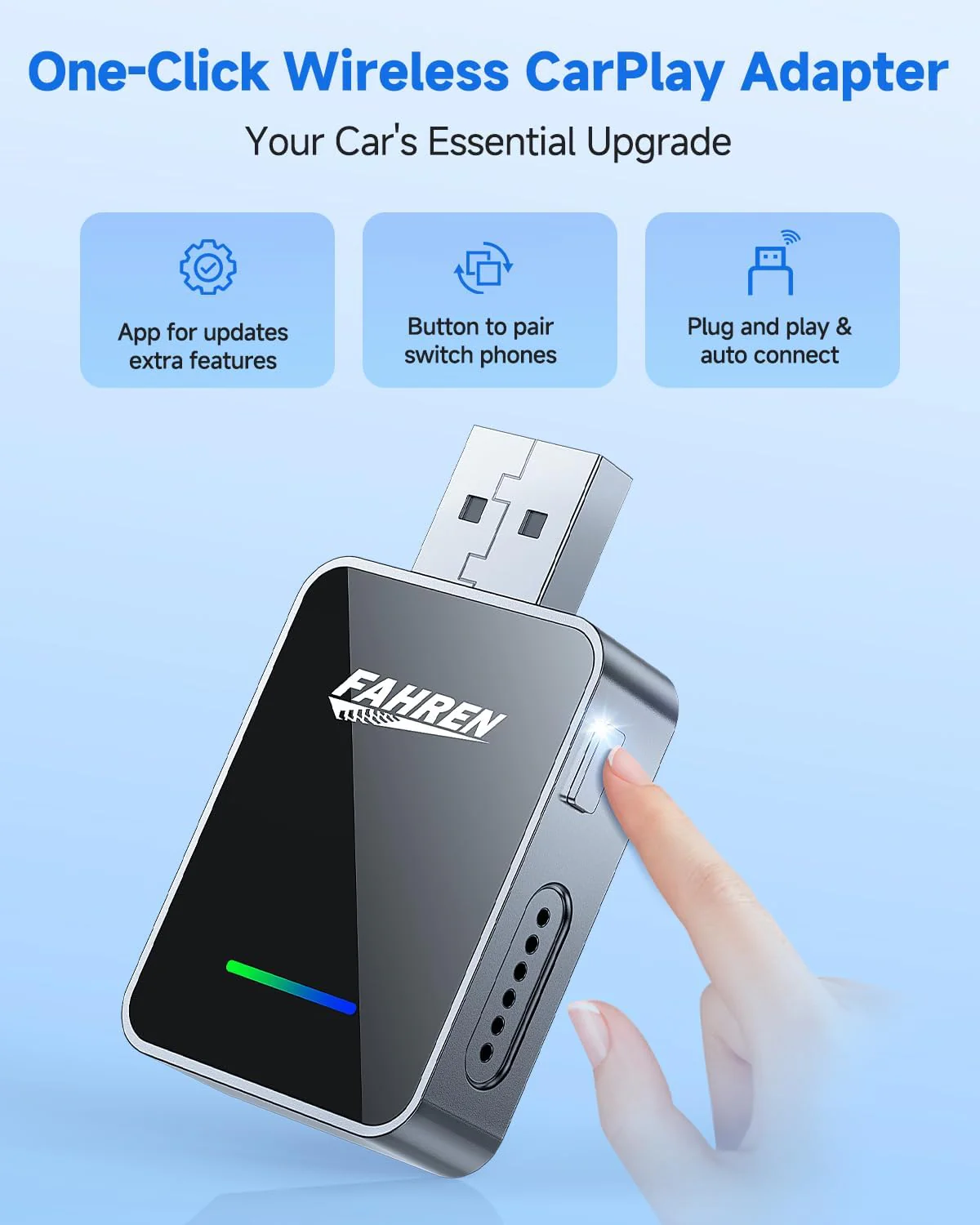 Fahren 2-in-1 Wireless CarPlay Adapter, Plug &amp; Play, One-Click User Switching - Image 10