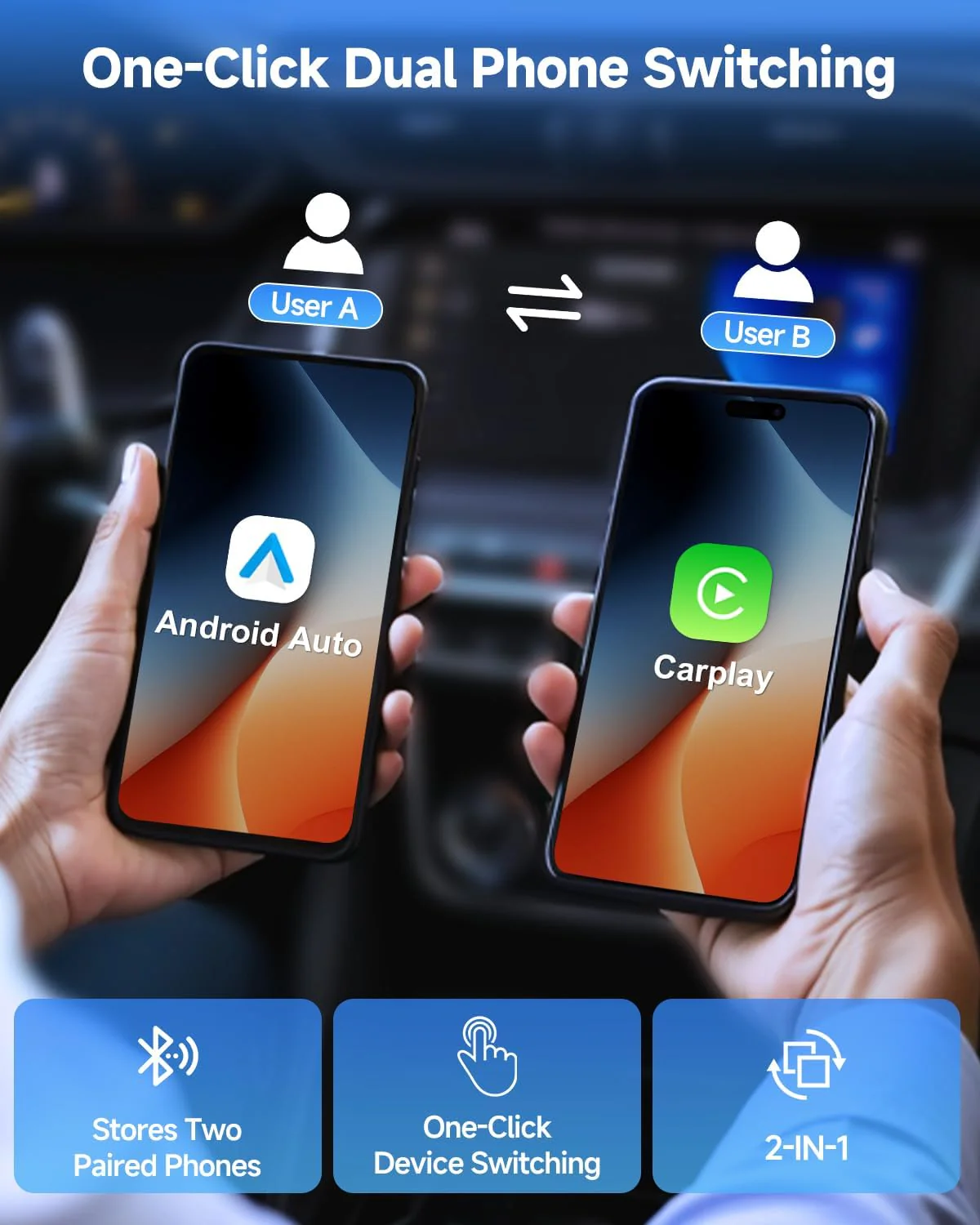 Fahren 2-in-1 Wireless CarPlay Adapter, Plug &amp; Play, One-Click User Switching - Image 13