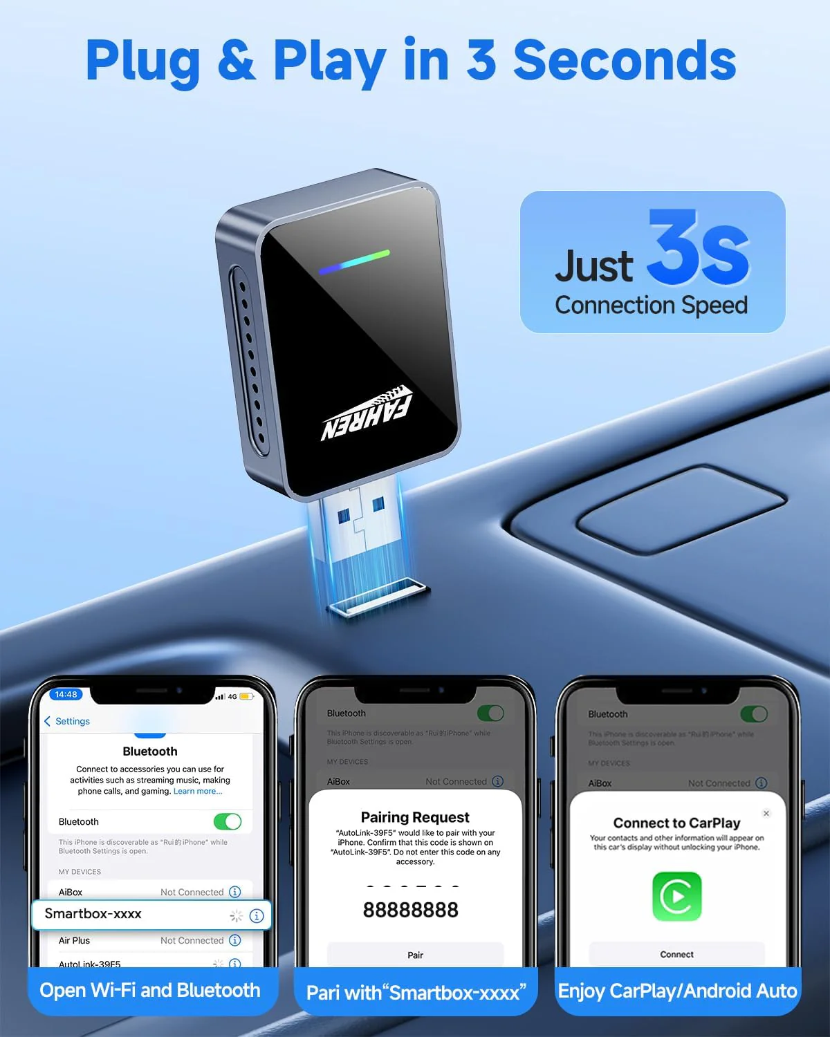 Fahren 2-in-1 Wireless CarPlay Adapter, Plug &amp; Play, One-Click User Switching - Image 14