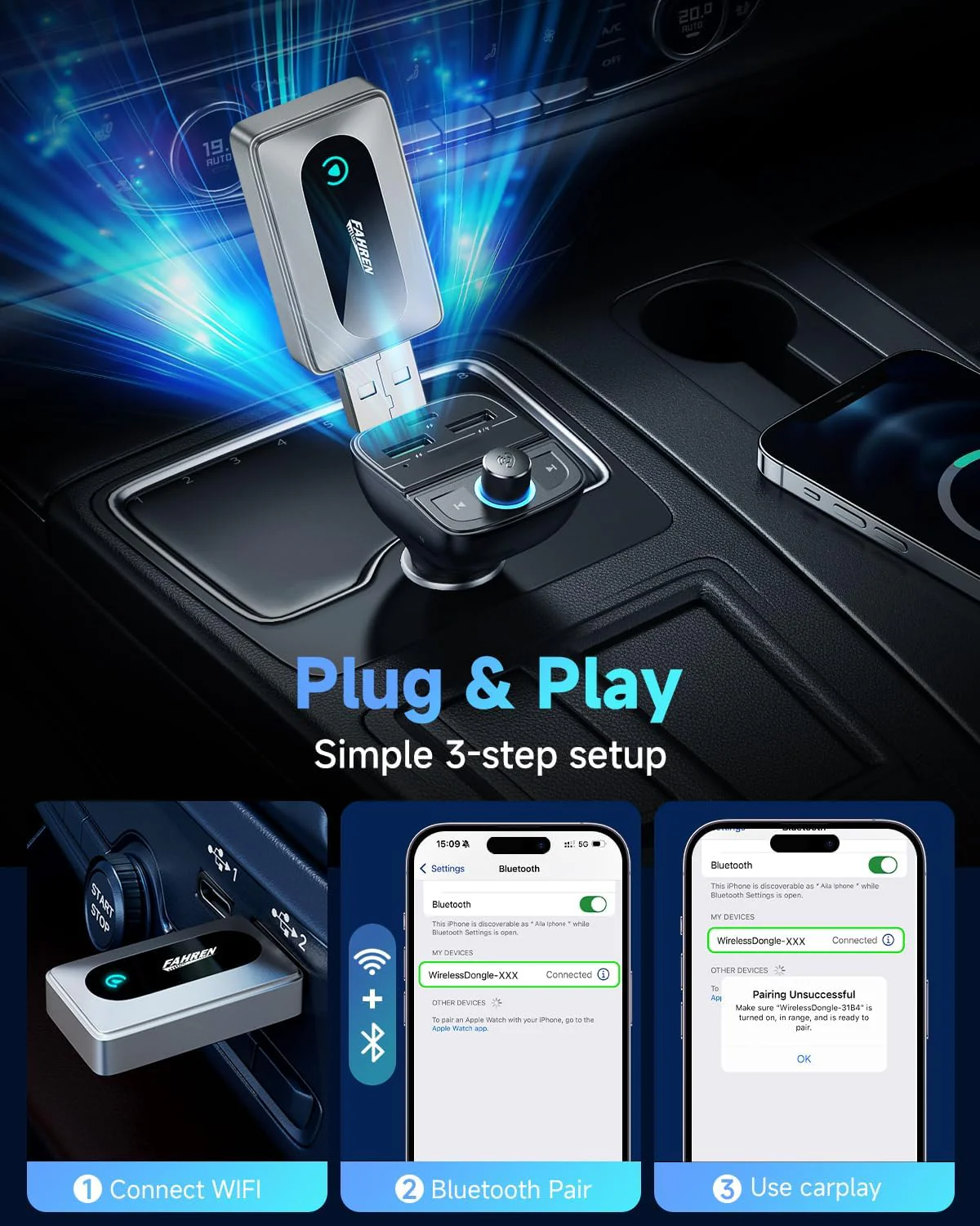 FAHREN 2026 Latest Upgraded Wireless CarPlay Adapter for iPhone+ - Image 7