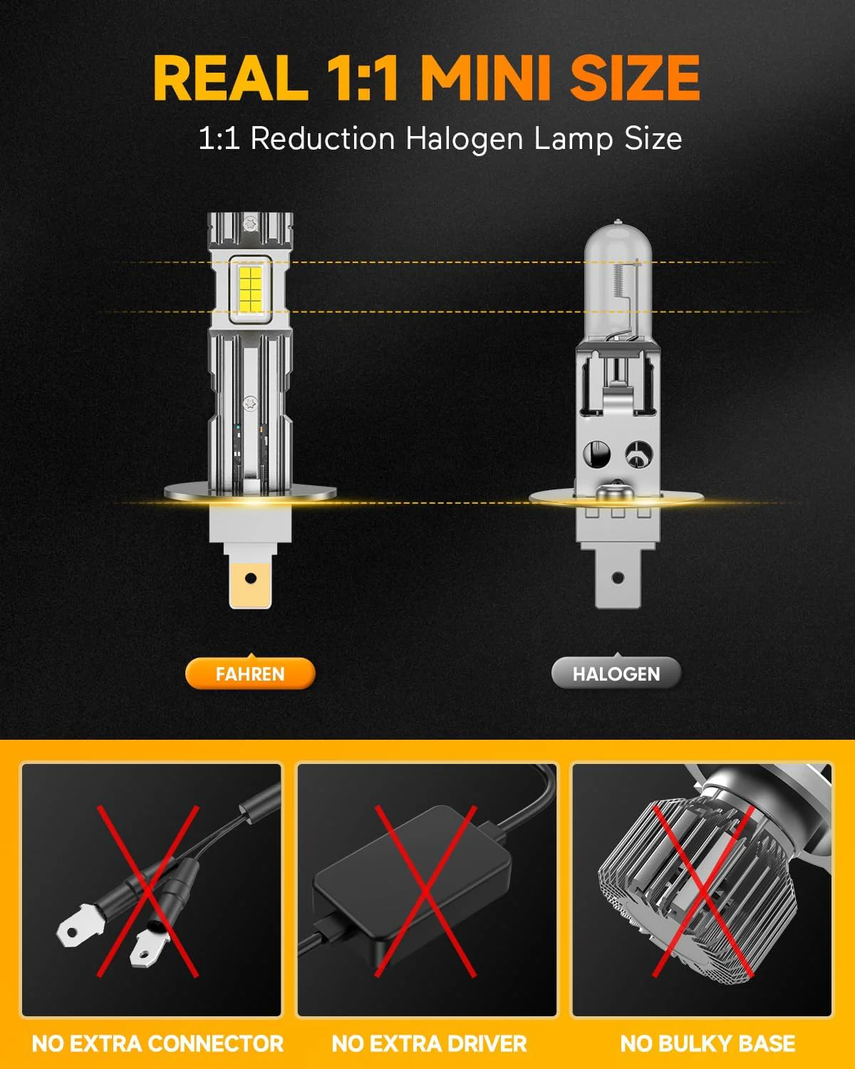FAHREN 2026 Upgraded H1 Bulb, 1:1 Mini Size H1 Fog Light Bulbs (2-Pack) - Image 4