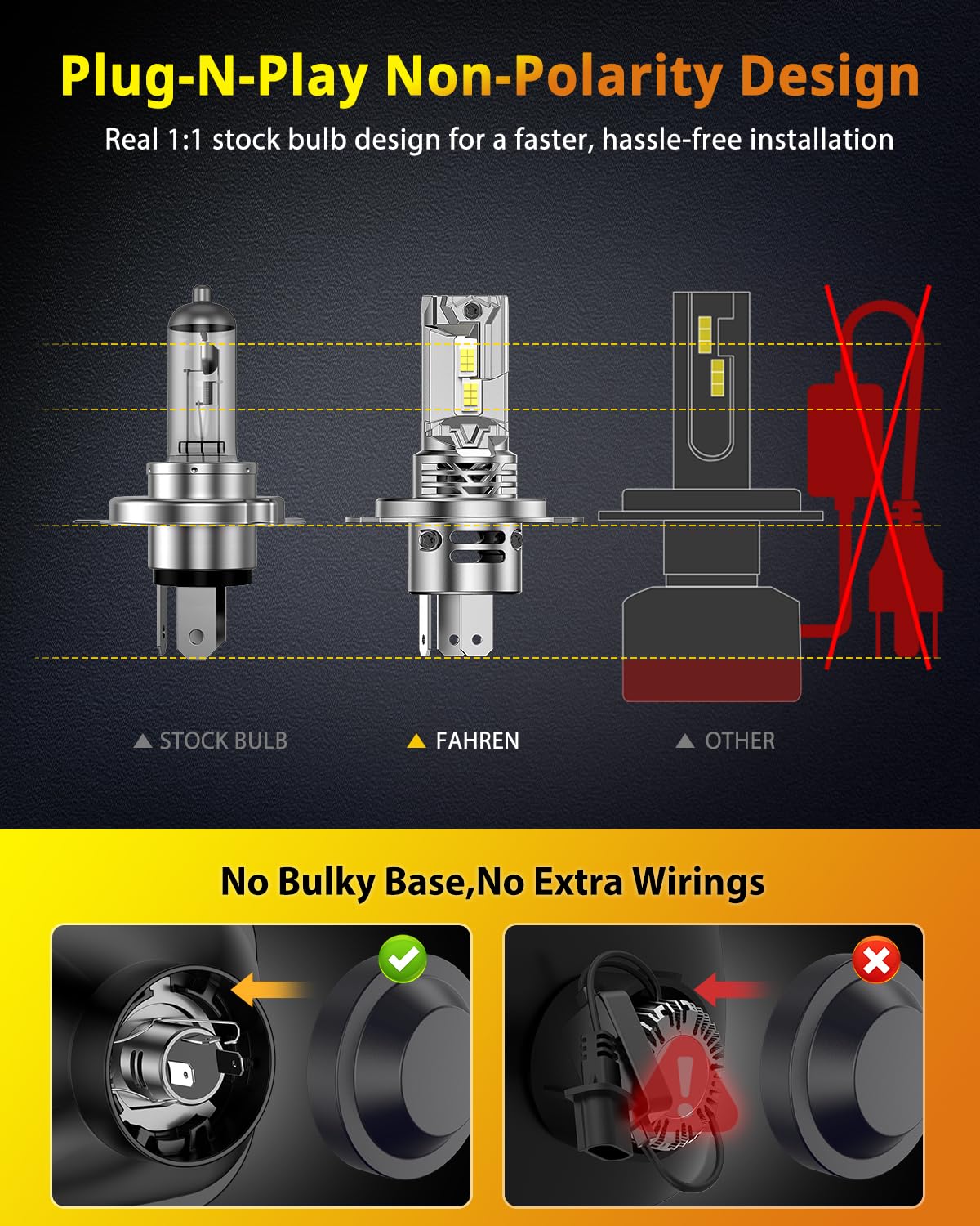 FAHREN 2026 Upgraded H4 9003 Bulb 36000LM 900% Brighter (2-Pack) - Image 4