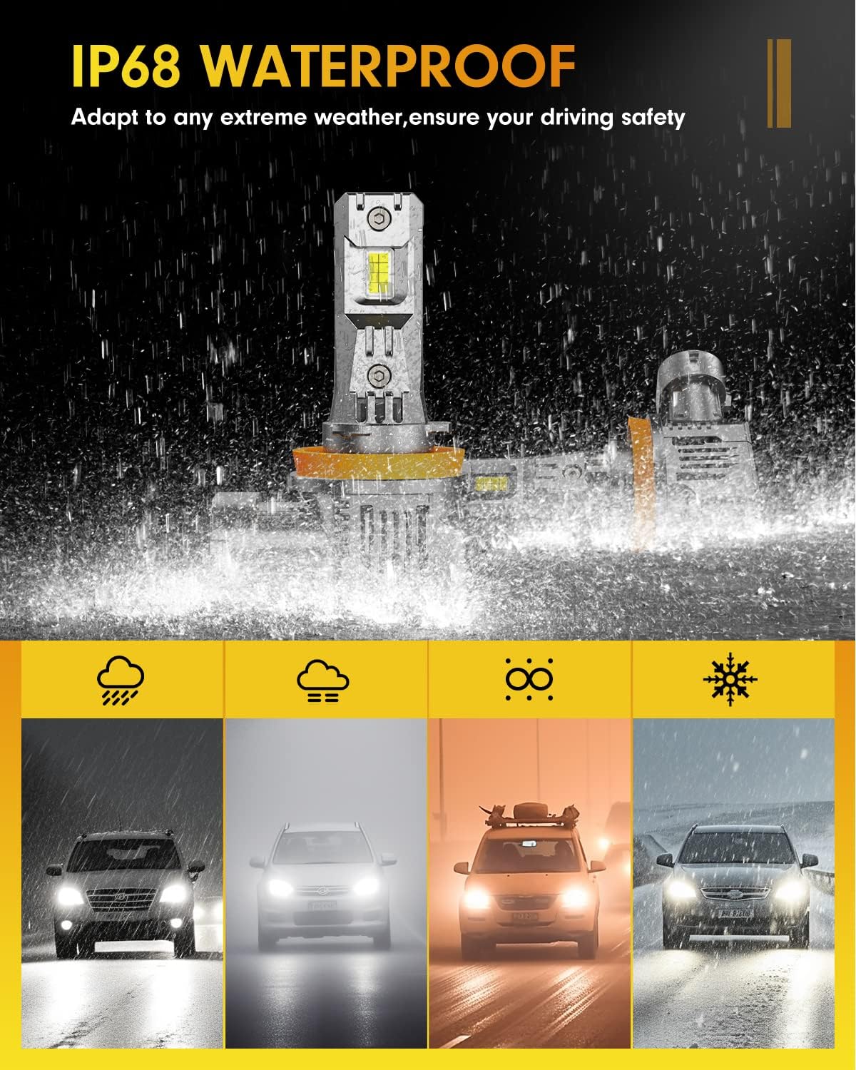 Fahren H11 9005 LED Bulbs Combo, 200000LM 2000% Ultra Bright 4-Pack - Image 3