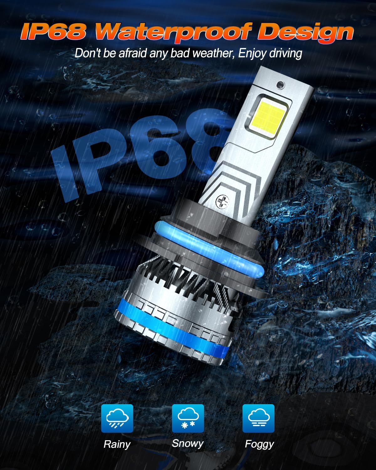 FAHREN TERMITOR 9007/HB5 Bulbs Upgraded 120W 40000LM fog Lighting Bulb with fan (2-Pack) - Image 6