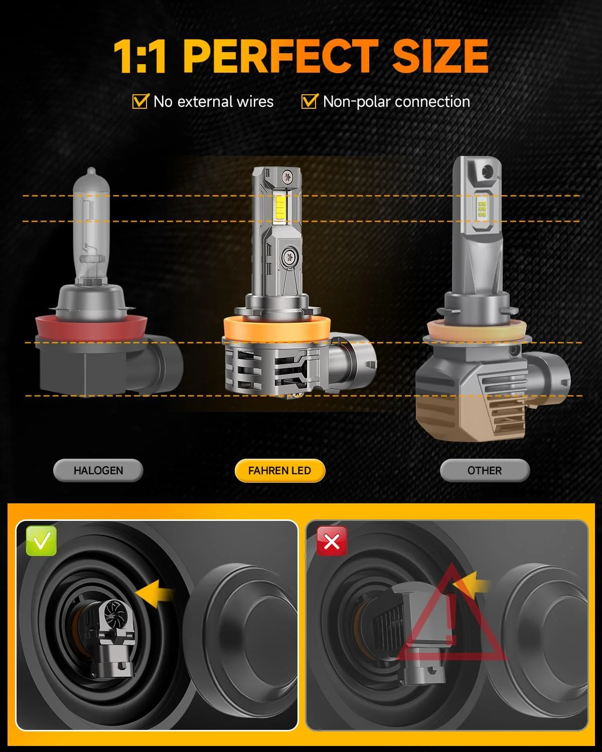 FAHREN H11/9005 LED Bulb Combo, 60,000LM, 900% Brighter, Off-Road/Fog Light(4-Pack) - Image 3
