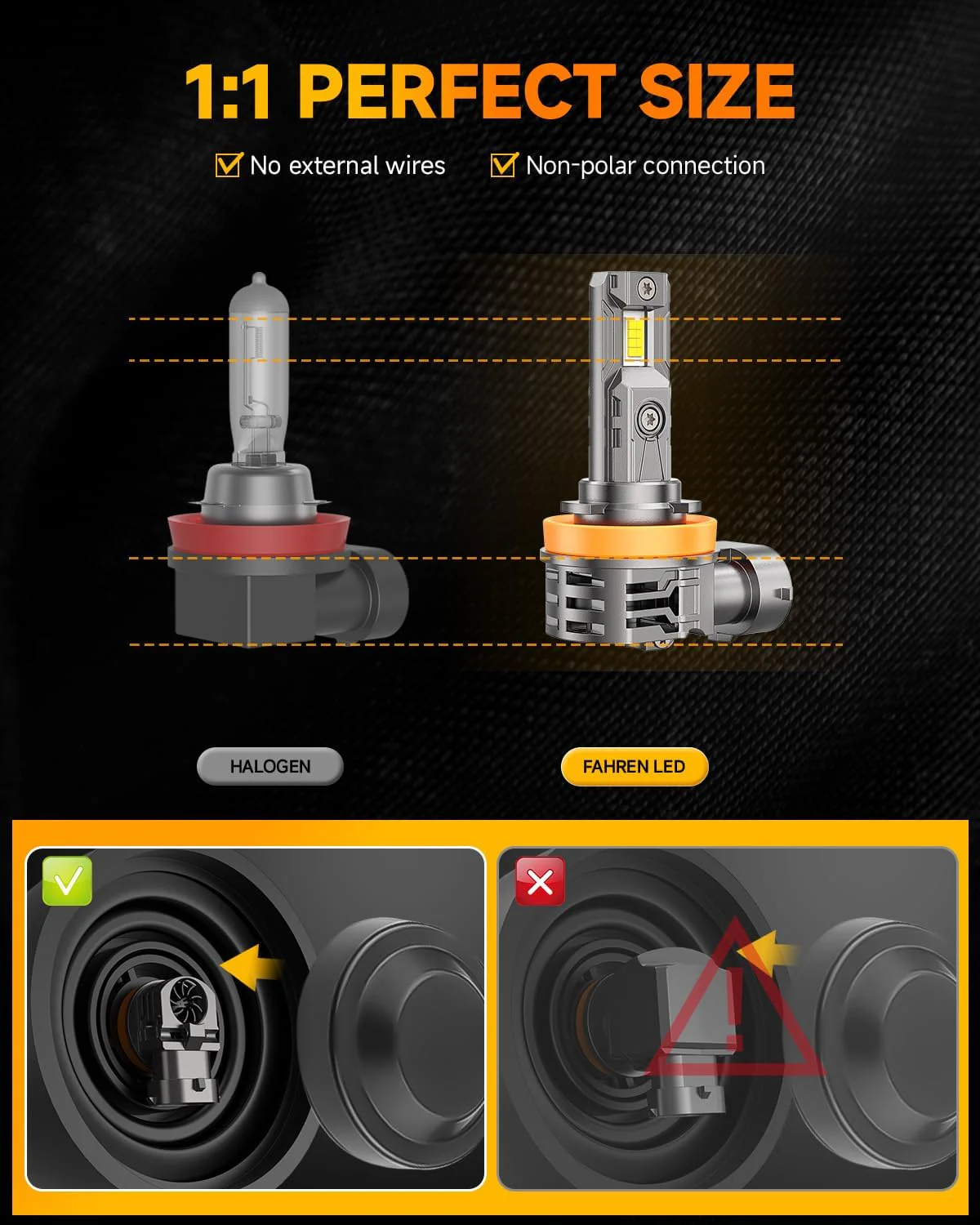 FAHREN H11/H9/H8 LED Bulb, 46,000LM, 900% Brighter(2-Pack) - Image 3