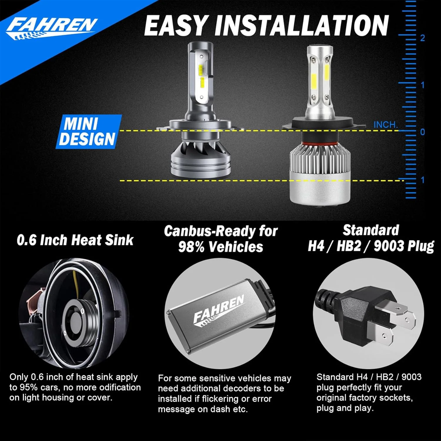 FAHREN H7 Driving Fog Bulbs |24000LM 6500K Ultra Bright Bulbs (2-Pack) - Image 3