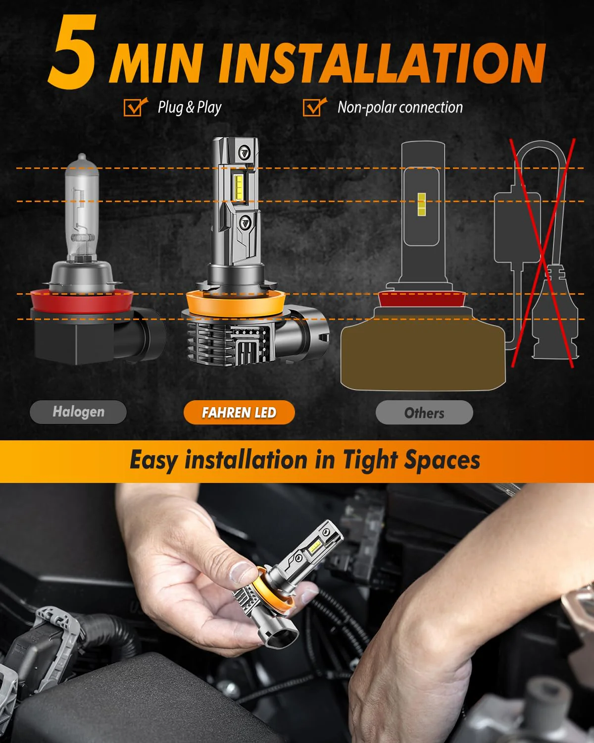 FAHREN H8 LED Fog Light Bulbs, 800% Brighter CSP LED Fog Lamps(2-Pack) - Image 5