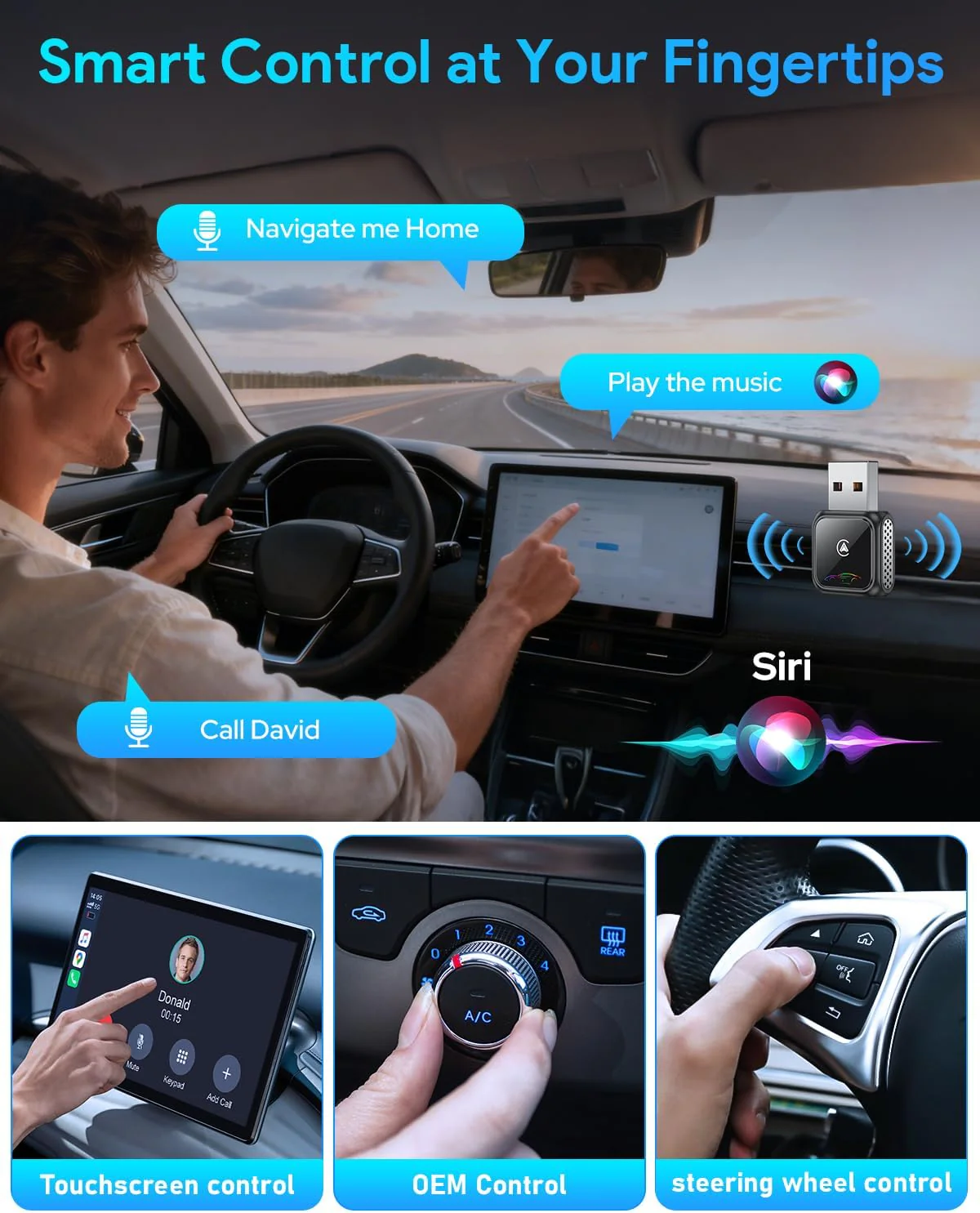 FAHREN Mini Wireless CarPlay Adapter – Zero Latency, iPhone 6+ & Android Auto (2017+) - Image 6