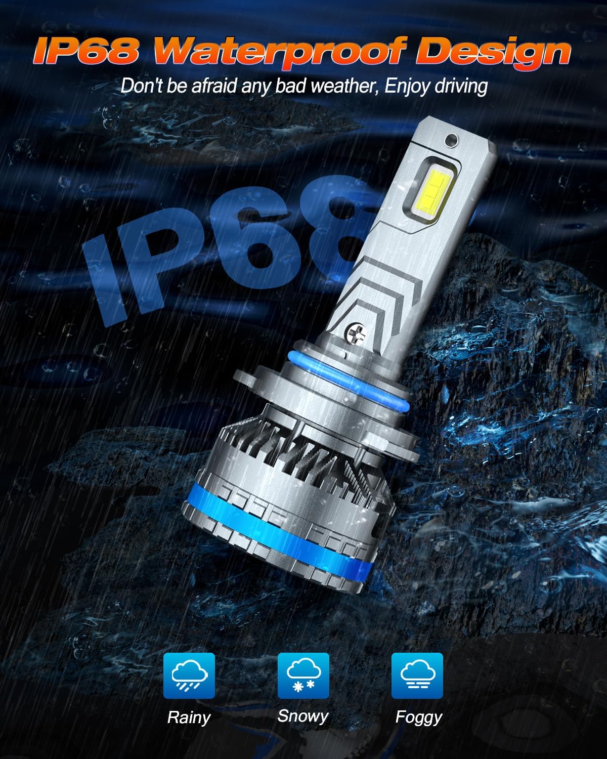 FAHREN TERMITOR 9005/HB3 LED Bulbs, 55,000LM, 6500K, IP68 Waterproof (2-Pack) - Image 4