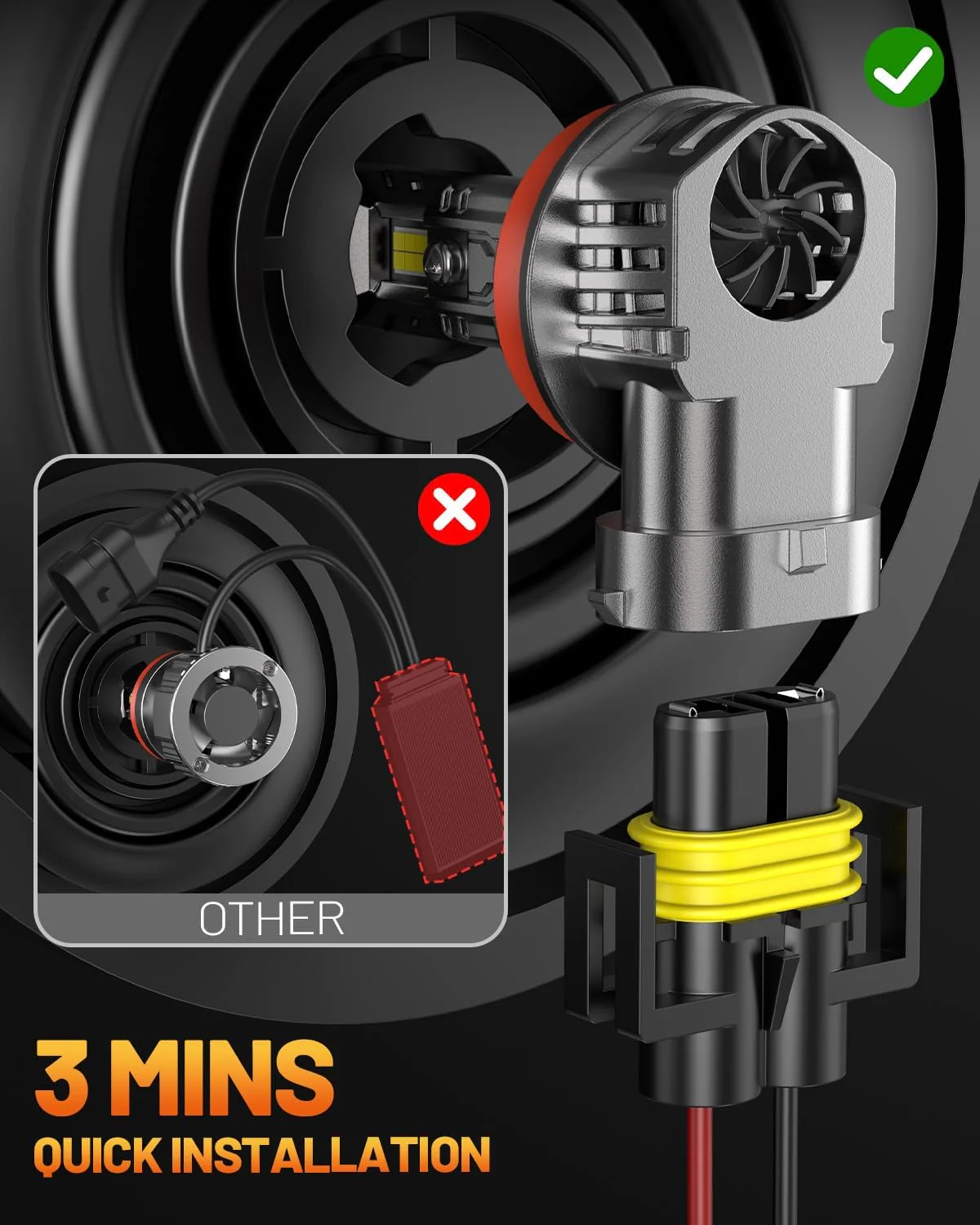 Forenner FAHREN H11/9005 LED Fog Light Bulb Combo, 66,000LM, Plug & Play (4-Pack) - Image 5