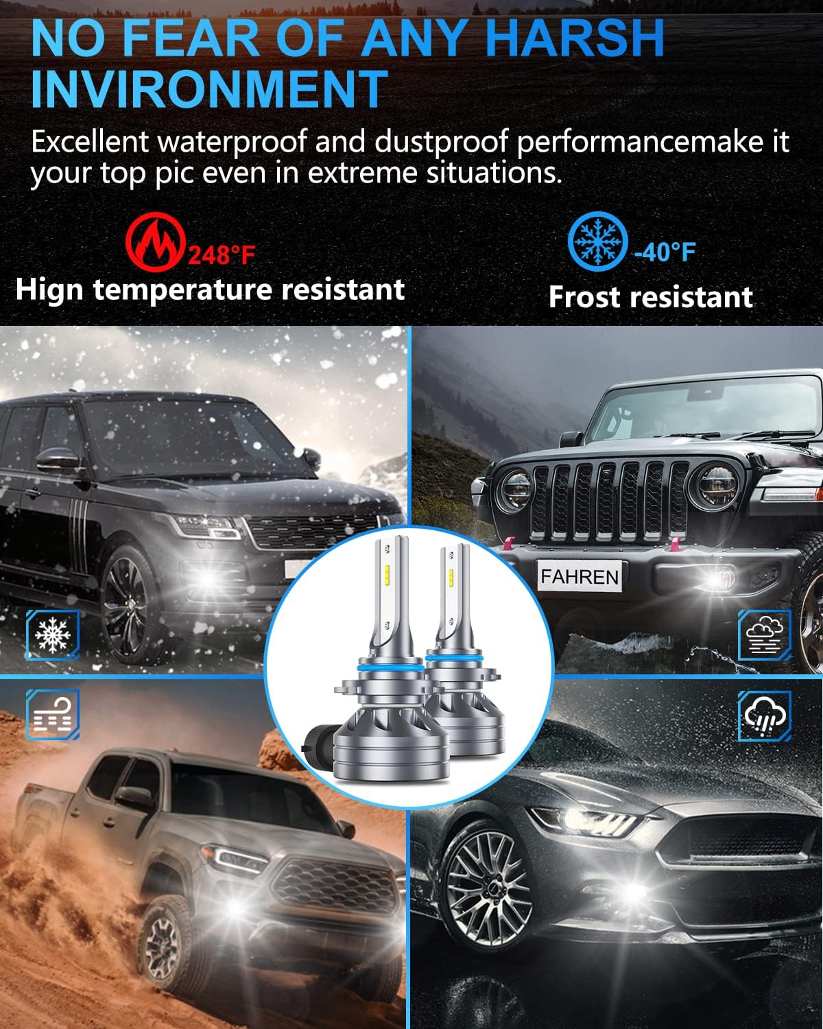 Fahren H11/H8/H16 LED Fog Light Bulbs, 12000LM 400% Brighter Fanless, 6500K Cool White (2-Pack) - Image 7