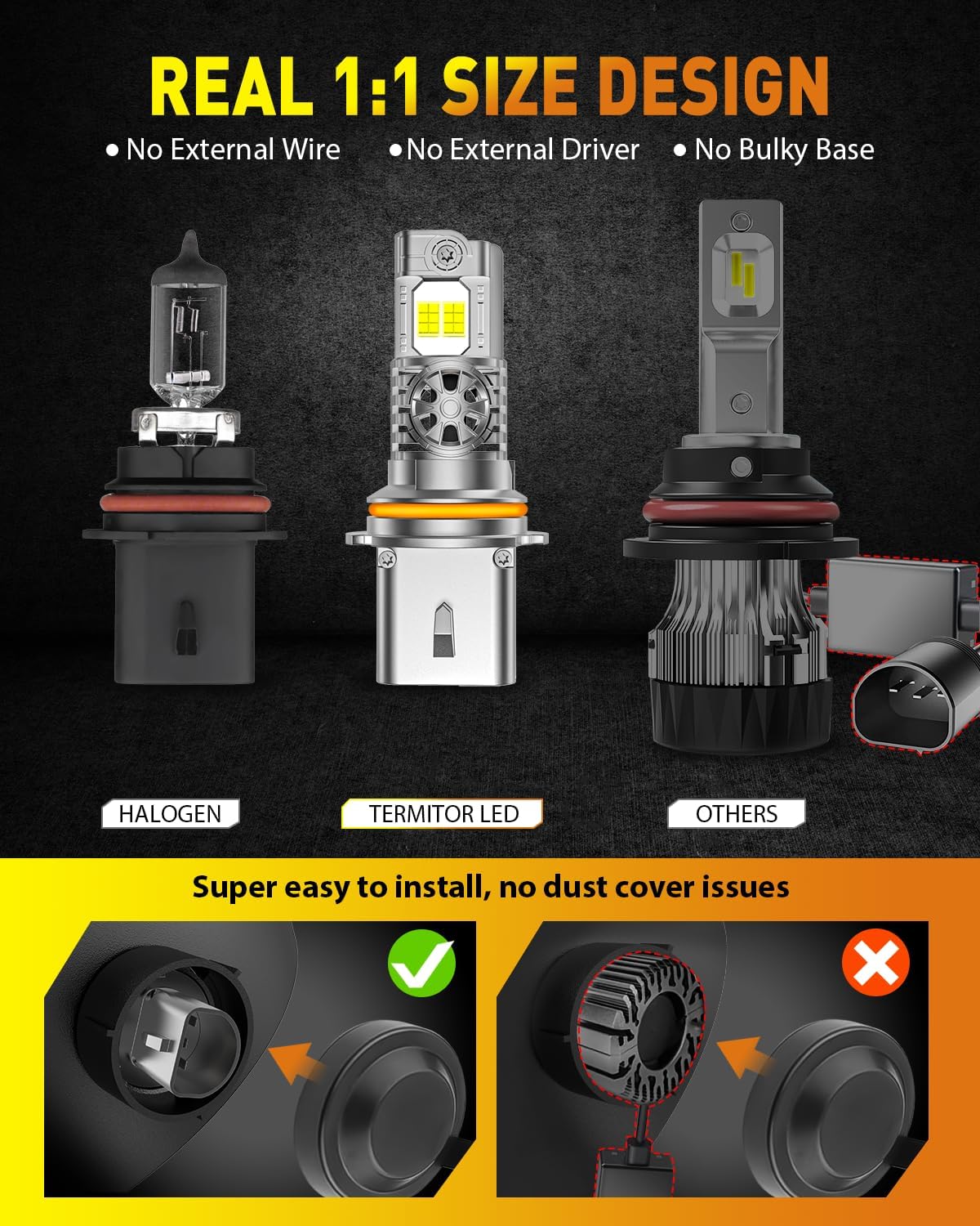 FAHREN 9007/HB5 LED Bulbs 60,000LM 1000% Bright 6500K(2-Pack) - Image 4
