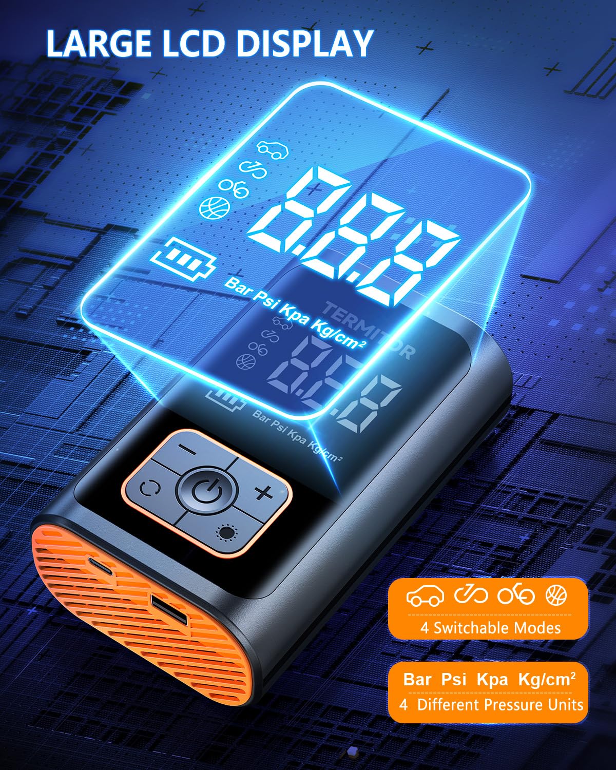 Portable Tire Inflator, 150PSI Cordless Air Compressor for Car, Motorcycle, Bicycle - Image 6