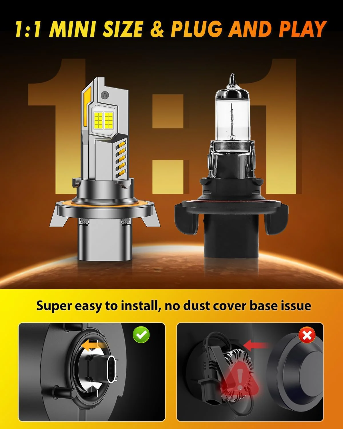 Termitor H13 9008 LED Headlight Bulbs, 10X Brighter Plug and Play 2pc - Image 3
