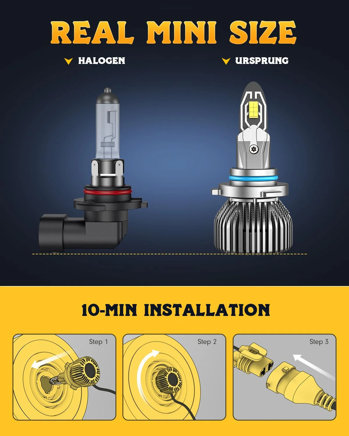 Ursprung 9005/HB3 LED Bulbs, 6500K, CANBUS, IP68 Waterproof (2-Pack) - Image 3
