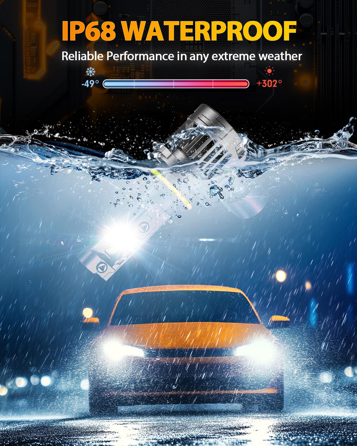 Ursprung H11/H9/H8 LED Bulbs, 120W, 60,000LM, 6500K, Canbus, IP68 (2-Pack) - Image 6